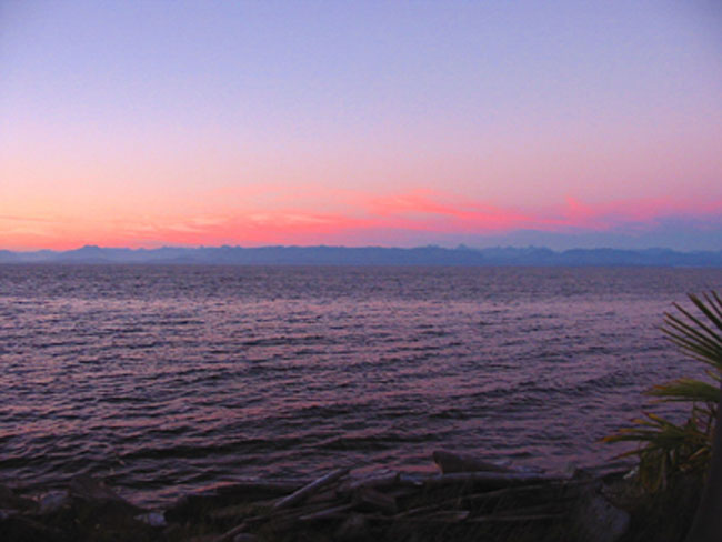 view to east at sunset